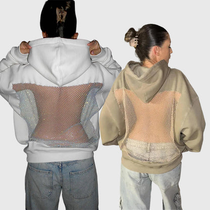 Backstage Crystal-Mesh Hoodie