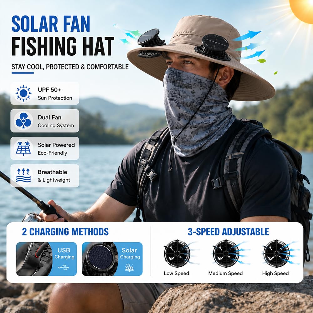 【FathersDayGift】Solar Fan Hat