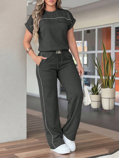 🎁2026 New Arrivals 50% OFF💥Women's Casual Short Sleeve Top & Wide Leg Pants Set